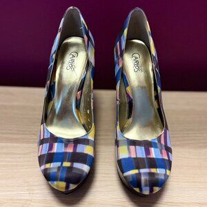 Carlos Santana Destiny “Azul” Plaid Heels – Multicolor Pumps 8.5